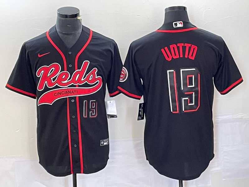 Men%27s Cincinnati Reds #19 Joey Votto Number Black 2023 City Connect Cool Base Stitched Jersey